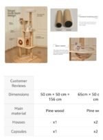 ⁦شجرة قطط خشبية كبيرة من خشب صلب متين – مكان لعب واستراحة للقطط⁩ - الصورة ⁦5⁩